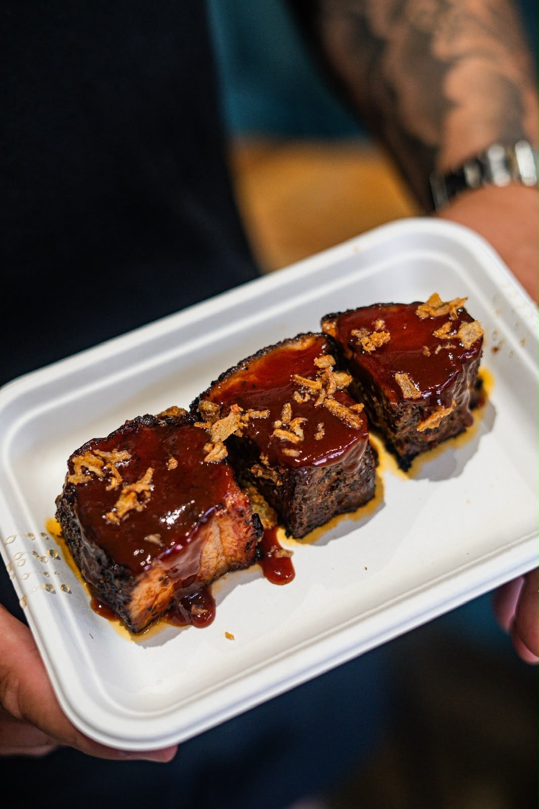 Honey Dr Pepper pork belly bites